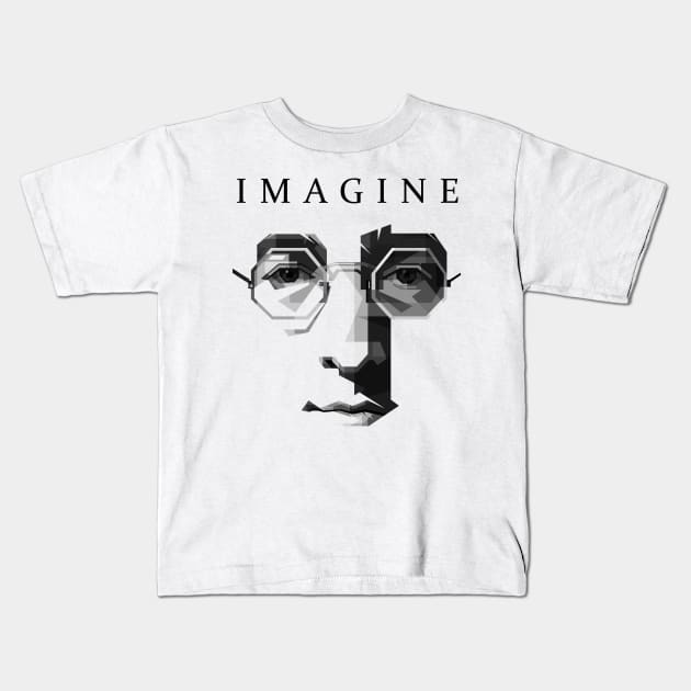 John Lennon Imagine Face Kids T-Shirt by dsatrio99